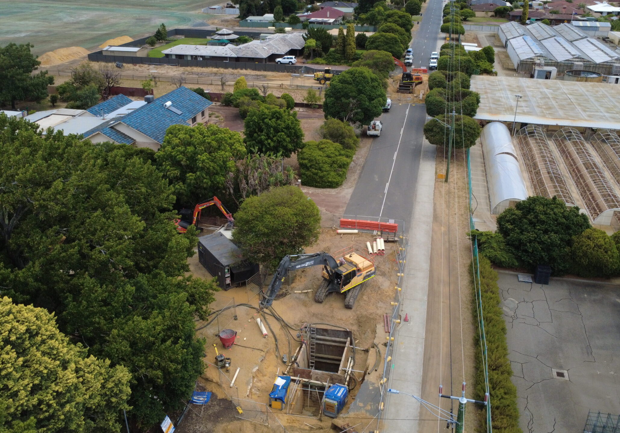 Wellpoint dewatering system installed for sewer infrastructure works in Huntingdale, WA.